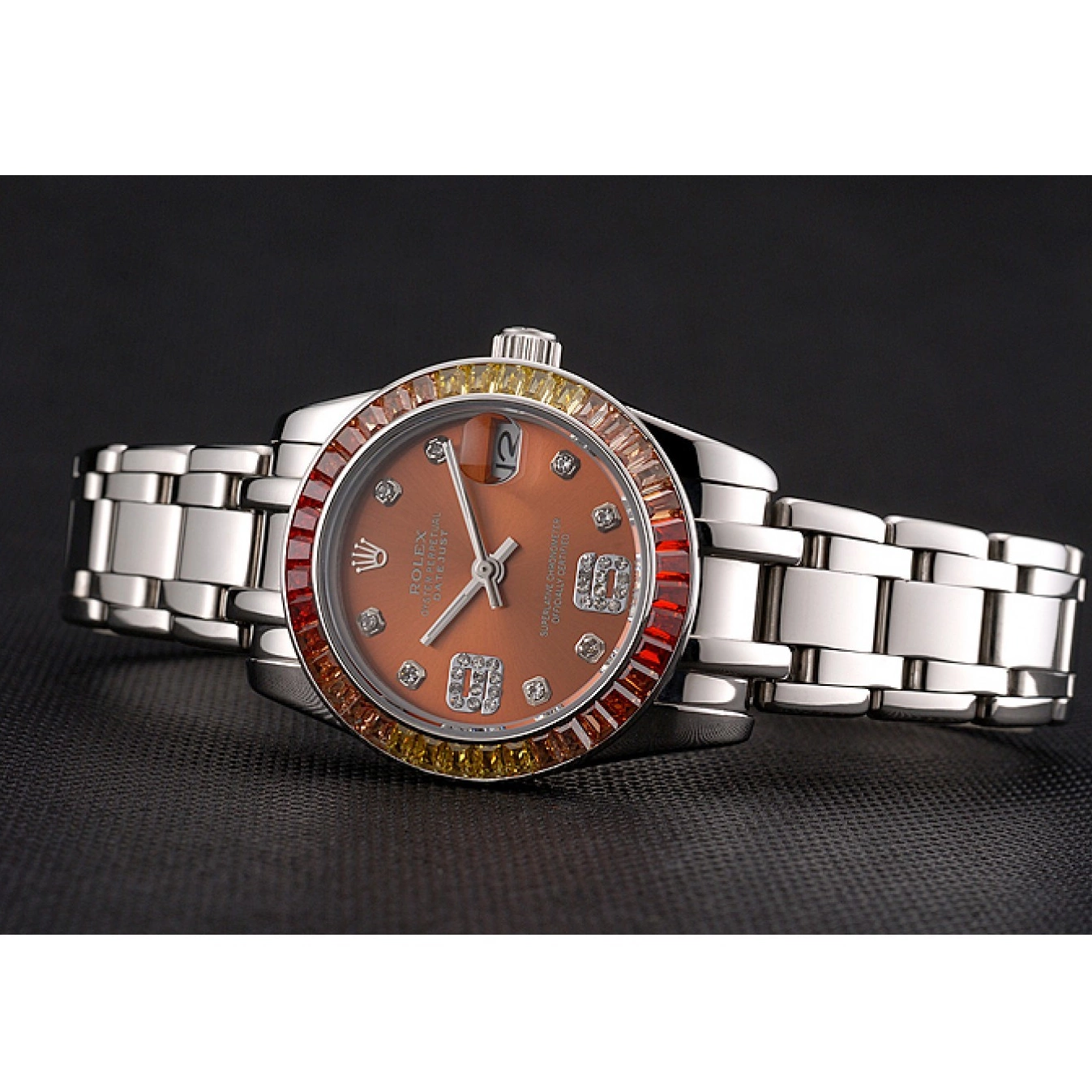 AAA Replica Watches Rolex Case Dial 39 Cognac Pearlmaster Datejust Stainless And Steel Bracelet 0727